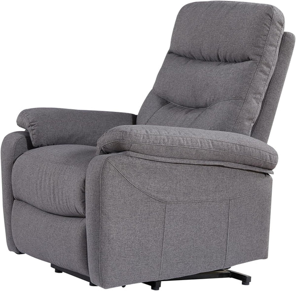 English Elm Contemporary Grey Fabric Lift Chair Recliner with Electric Lift, Ergonomic Support & Side Pockets B347P339643
