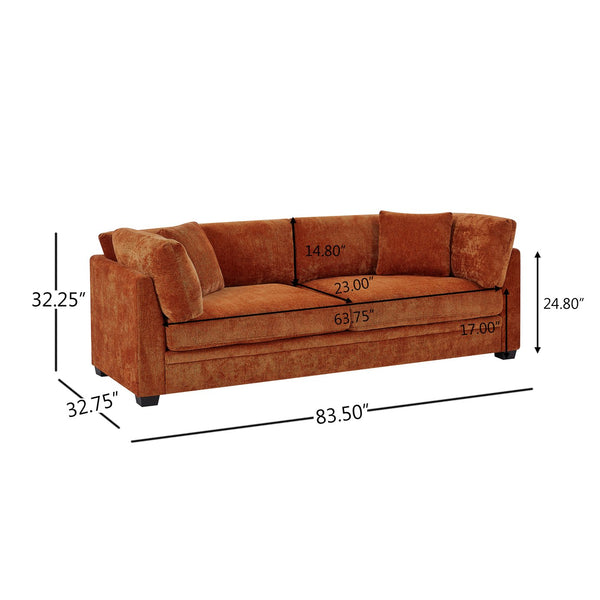 English Elm Christopher Knight Home® - 83.50" Modern Flared Arms Sofa with Chenille Upholstery, High-Density Cushions and Sturdy Legs Caramel N771P345835W