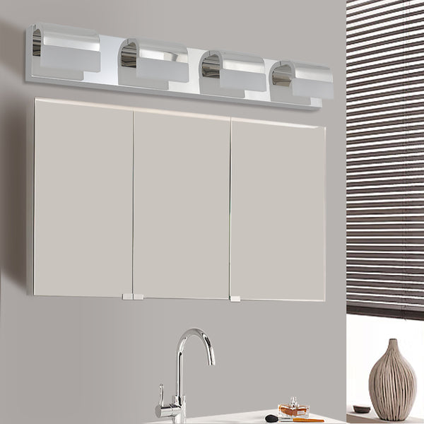 English Elm Modern 4-Light Led Bathroom Vanity Fixture - Chrome Wall Lighting For Mirrors, Energy-Efficient Illumination W2312P374899