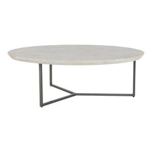 English Elm Chloe Round Marble Top Coffee Table with Open Iron Base for Modern Living Rooms B2769S00017