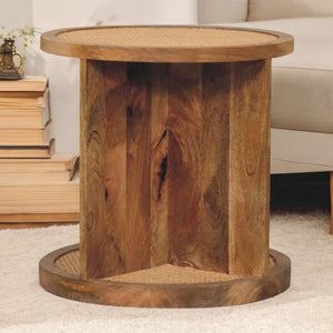 English Elm Solid Wood Corner End Table - Handcrafted Mango Wood With Oak Finish, Perfect For Narrow Spaces! B182P279163-GIGA