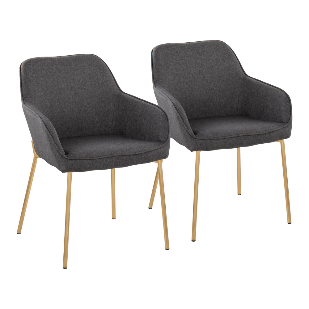 English Elm Daniella Stylish Contemporary Dining Chair with Cushioned Bucket Seat and Gold Metal Legs, Set of 2 Charcoal B202S01342