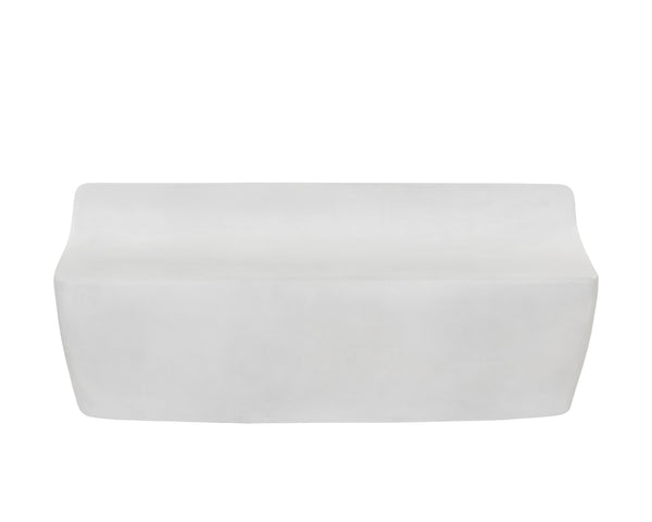 Sunpan Ledger Bench - Contemporary Sculpted Design in Sealed Concrete, Perfect for Indoor & Covered Outdoor Spaces White