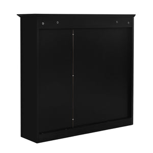 English Elm 30'' Modern Medicine Cabinet with Mirror and Adjustable Shelves, MDF Wall-Mounted Bathroom Storage Solution Black N710P192495B