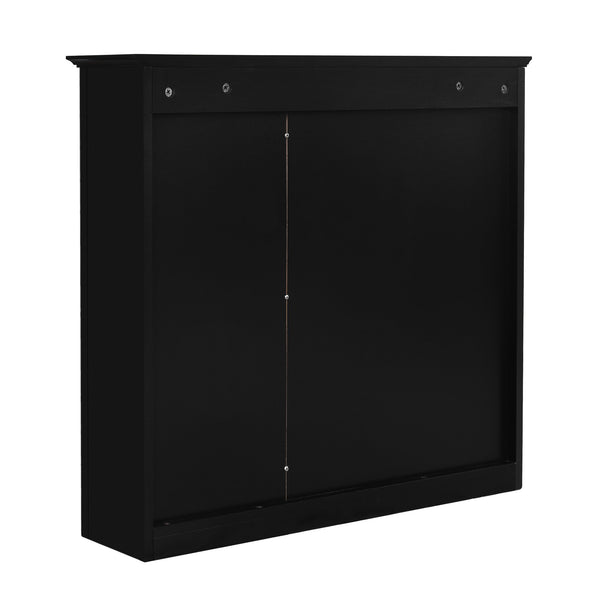 English Elm 30'' Modern Medicine Cabinet with Mirror and Adjustable Shelves, MDF Wall-Mounted Bathroom Storage Solution Black N710P192495B