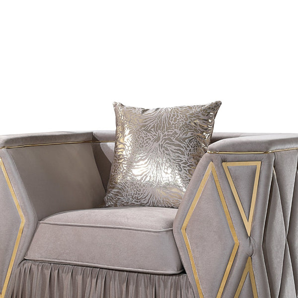 English Elm Cavalli Glam Accent Chair Diamond Quilted Upholstery with Gleaming Gold Metal Base Taupe+Gold B009P417493