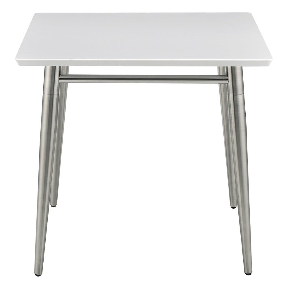 OSP Home Furnishings Brooklyn Square End Table with Brushed Nickel Frame for Modern Living Rooms and Offices White MG0922S-WH