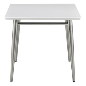 OSP Home Furnishings Brooklyn Square End Table with Brushed Nickel Frame for Modern Living Rooms and Offices White MG0922S-WH