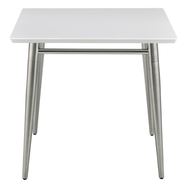 OSP Home Furnishings Brooklyn Square End Table with Brushed Nickel Frame for Modern Living Rooms and Offices White MG0922S-WH