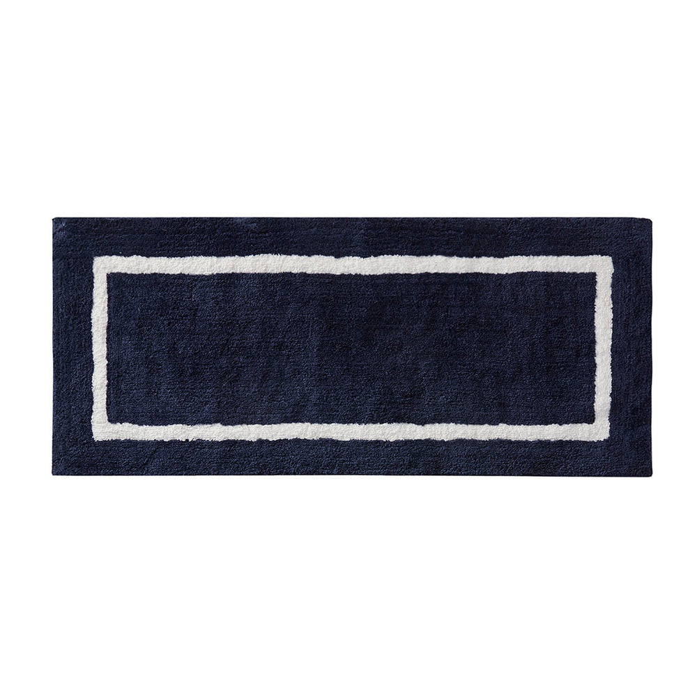 JLA Home Madison Park - Reversible Plush High-Pile Tufted Microfiber Bath Rug with OEKO-TEX Safety, Machine Washable Comfort Navy MP72-5664