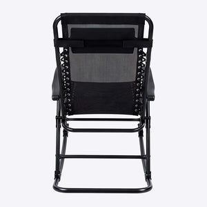 English Elm Patio Folding Rocking Chairs Set of 2 with Mesh Seat and Adjustable Headrest W5159P451092