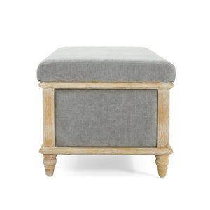 English Elm Christopher Knight Home® - OSGOOD Gray Storage Ottoman with Hidden Compartment, Weathered Wood Frame, 48.5” W Rustic Elegance N757P189704G
