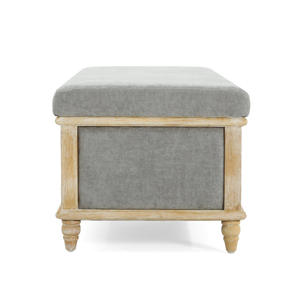 English Elm Christopher Knight Home® - OSGOOD Gray Storage Ottoman with Hidden Compartment, Weathered Wood Frame, 48.5” W Rustic Elegance N757P189704G