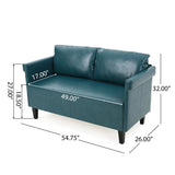 Christopher Knight Home® - Noble House - Bellerose Teal Leather Settee