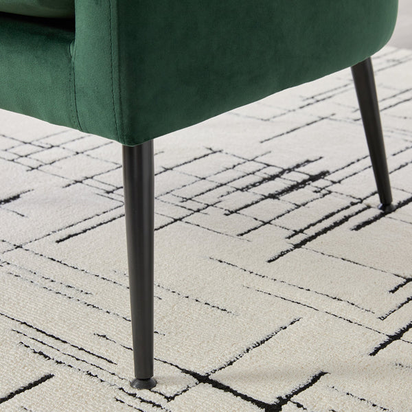 English Elm Modern Upholstered Velvet Open Back Accent Chair with Metal Legs, Cozy Barrel Armchair for Living Room Guestroom Green W3118P312815