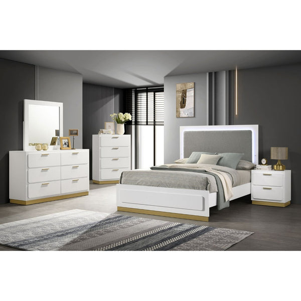 English Elm Sophia 5-Piece Eastern King Bedroom Set With Led Lighting, Padded Headboard & Ample Storage Solutions B062S01068-GIGA