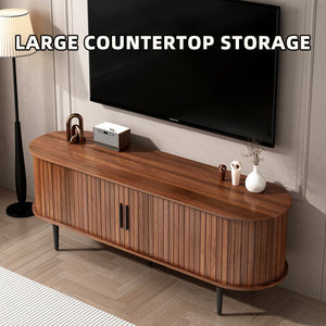 English Elm Tv Stand, 55" Walnut Mid-Century Modern Console With Storage, Sliding Door & Stylish Design For Home W2641P329198-GIGA