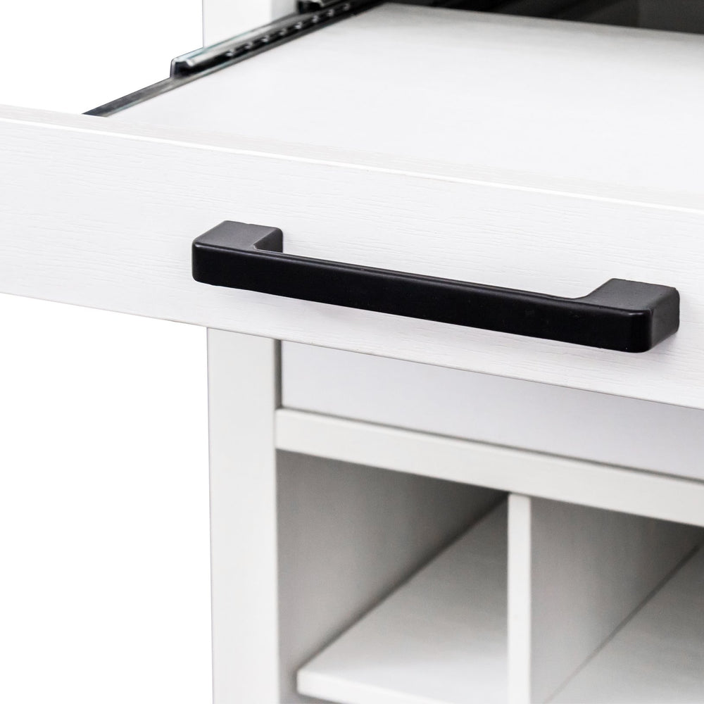 English Elm brown modular 28-bottle wine cabinet buffet bar with melamine finish, sturdy particleboard storage, sleek design White W331P266134