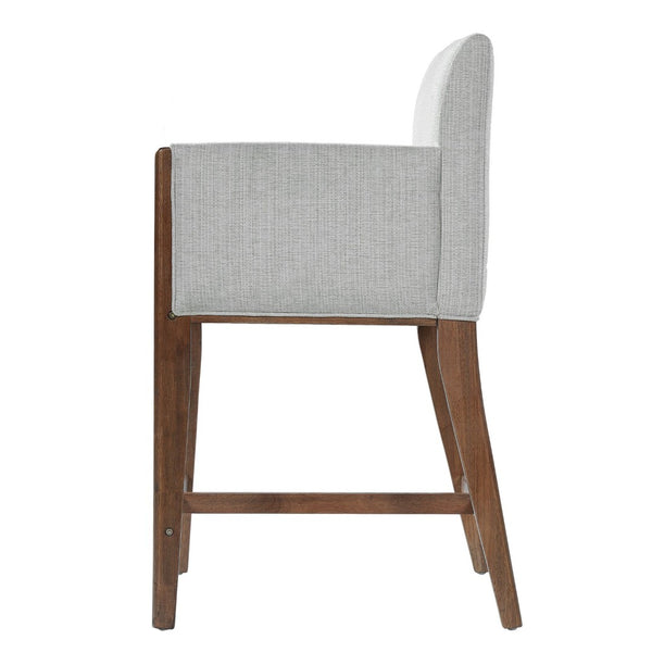 English Elm 24'' Upholstered Counter Stools with Arms Beige Set of 2 for Kitchen Island Walnut N780P354193D