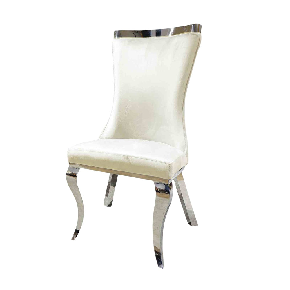 English Elm White Modern Upholstered Side Chair with Gold Legs, Tiger Print Accent, Comfortable Dining Seating White 26 L x 24 W x 18 H B2741S00730