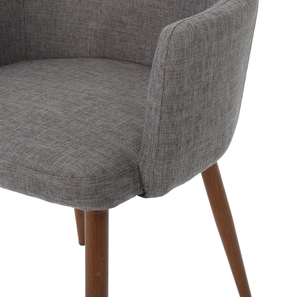 English Elm Christopher Knight Home® - DINING Chair with Contoured Fabric Seat and Iron Frame in Wood-Look Finish for Durable Comfort and Style LIGHT GREY 60788.00