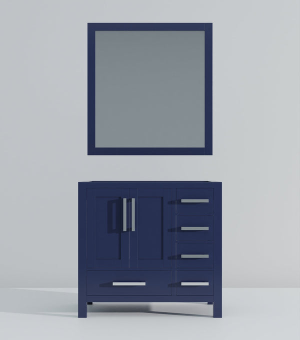 English Elm Navy Blue Bath Vanity 36" W X 22" D, Elegant Storage Solution With Matching Mirror For Your Bathroom B2731S00512