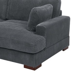 English Elm Large Corduroy Chaise Loveseat with Extended Leg Support for Relaxed Living Rooms Dark Gray B2748S00047