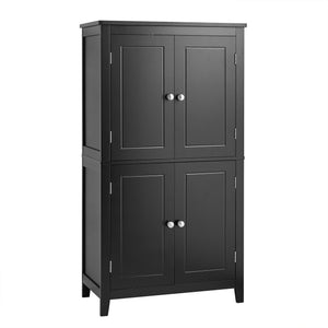 English Elm Elegant Bathroom Floor Storage Cabinet with 4 Doors, Adjustable Shelves, Anti-Tip Design, 28"L x 15"W Black N725P188461B