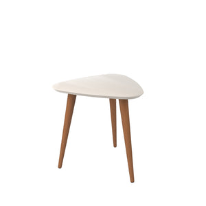 English Elm Utopia Lacquered Triangular End Table with Solid Wood Splayed Legs, 19.88" High, Off White Accent B365P398492