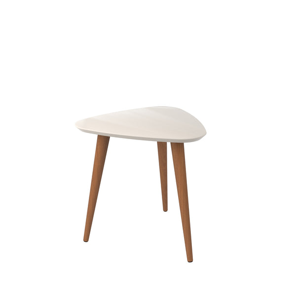 English Elm Utopia Lacquered Triangular End Table with Solid Wood Splayed Legs, 19.88" High, Off White Accent B365P398492