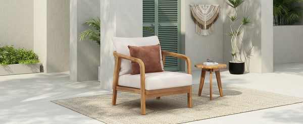 English Elm Christopher Knight Home® - 28" Outdoor Lounge Chair With Woven Backrest, Weather-Resistant Cushions & Solid Wood Frame For Patios N767P255015T