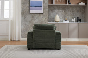 English Elm Corduroy Chaise Lounge Sofa With Movable Ottoman, Cupholders, Storage & Detachable Cushions W2120S00005-GIGA