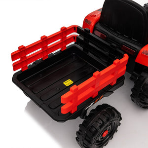 English Elm Ride on Electric Tractor Toy with Trailer 24v 400w Dual Motors Remote Control Led Red W1578P194696