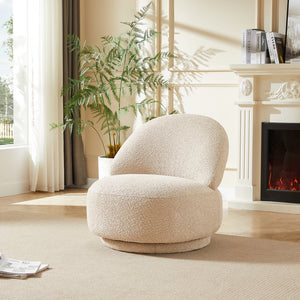 English Elm Accent chair with 360° Swivel, Cloud-Like Upholstery, Compact Space-Saving Design, Supports 260 lbs Beige W820P265188