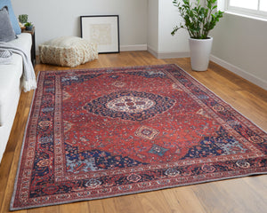 Feizy Rugs Rawlins Vintage-inspired Polyester Medallion Rug – Antique Charm With Intricate Patterns & Warm Hues Red,Blue,Tan Polyester Rln39hdfrednvyc07