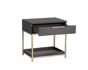 Sunpan Rebel Nightstand - Modern Oak Wood Design with Soft Closing Drawer and Elegant Gold Hardware Accents Small - 23.5W x 17.75D x 23.5H