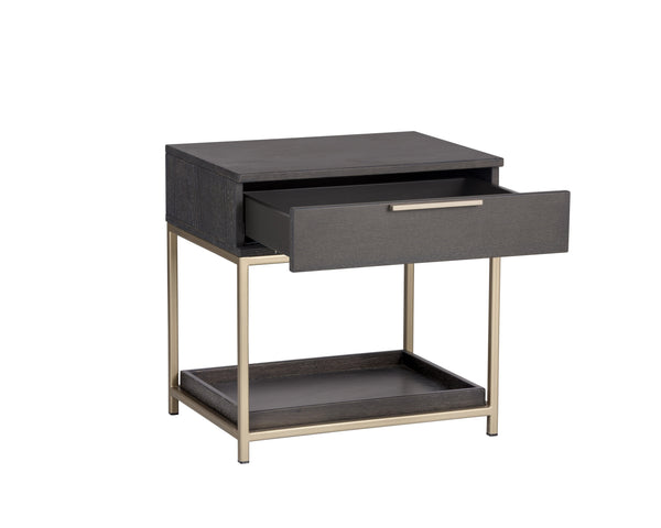 Sunpan Rebel Nightstand - Modern Oak Wood Design with Soft Closing Drawer and Elegant Gold Hardware Accents Small - 23.5W x 17.75D x 23.5H