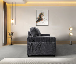 English Elm LOVESEAT, Velvet Upholstery with Foam-Wrapped Coil Cushions and Adjustable Headrests for Comfort and Durability Gray B205S00053