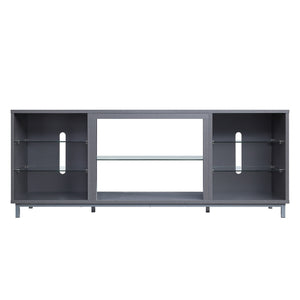English Elm Brighton 60" TV Stand with 7 Shelves & Tempered Glass Dividers, Cable Management, Sleek Design Grey B365P398318