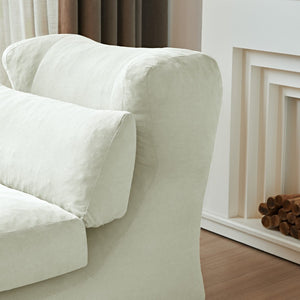 English Elm Cloud Corduroy Sleeper Chair Foldable High Density Foam Seat for Small Space Living Beige W1765P448558