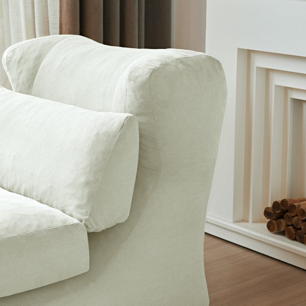 English Elm Cloud Corduroy Sleeper Chair Foldable High Density Foam Seat for Small Space Living Beige W1765P448558