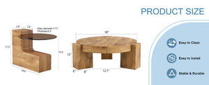 English Elm The detachable double-decker coffee table — Wood MDF, quick 10–15 min assembly, anti-collision, easy-clean modern design W1151P184841