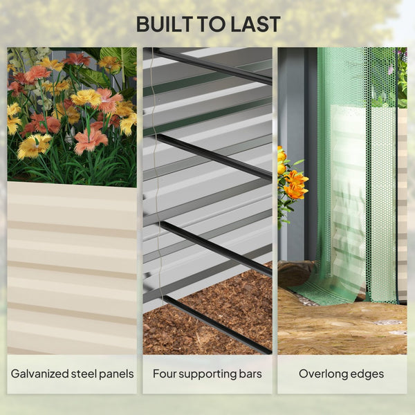 English Elm Galvanized Steel Raised Garden Bed with Hdpe Crop Cage and Shade Cloth Kit T3971P422481