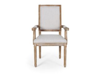 English Elm Christopher Knight Home® - Upholstered Dining Chair Set of 2 with Rubber Wood Legs, French Country Queen Anne Style Comfort and Flair Light Grey+Natural 71239.00LGRYNTL