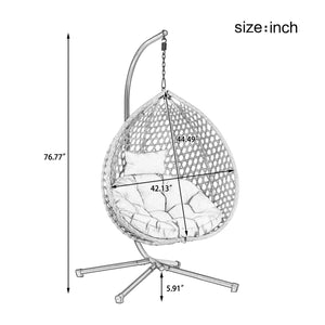English Elm U_STYLE Sturdy Hammock Chair with HDPE Rattan Weave, Rust-Resistant Chain, Soft Removable Cushion Beige,Brown+Yellow N711P255131Q