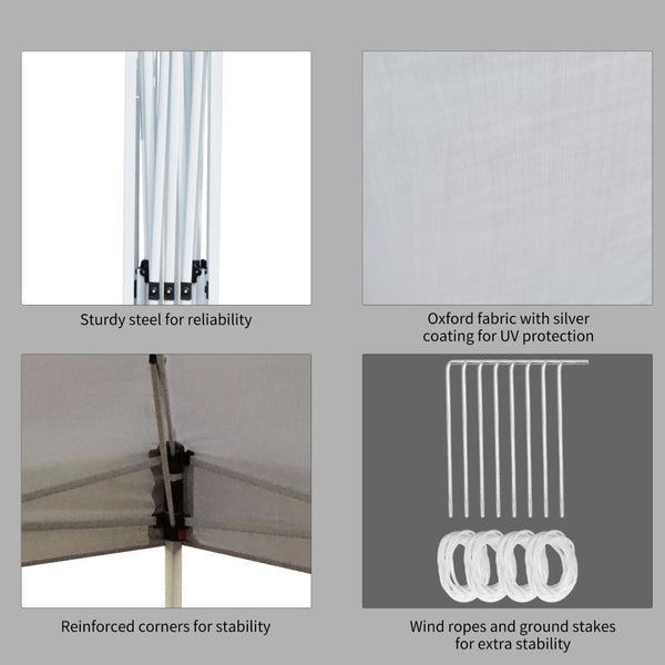 English Elm Outsunny 13' X 13' Pop-Up Canopy Tent With Wheeled Carry Bag - Adjustable Sun Shelter For Outdoor Events W2225P200935-GIGA