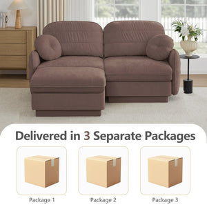 English Elm Chenille Cloud Modular Loveseat with Deep Foam Cushions Quilted Back and Ottoman Rose Dust W714S01775