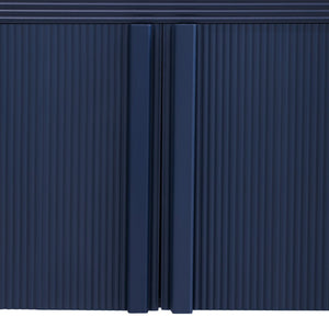 English Elm U_style Wave Door Pine Console Table Sculptural Storage for Entryway or Sofa Navy Blue N711P415846V