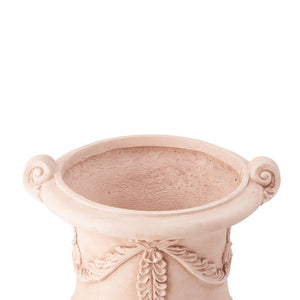 English Elm Elegant Handcrafted Mgo Floral Relief Garden Urn Planter with Antique White Finish Terracotta N772P389441T