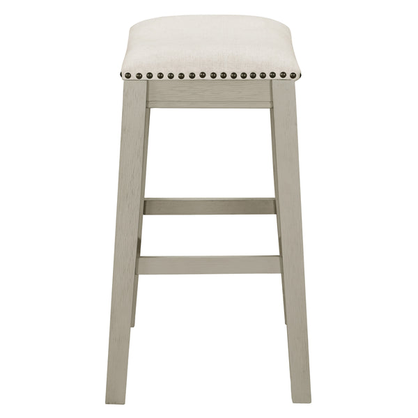OSP Home Furnishings 24" Saddle Stool - Set of 2 Linen / White Washed